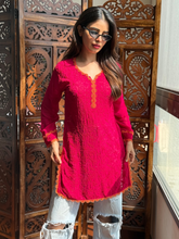 Sunkissed Magenta Chikankari Short Kurta